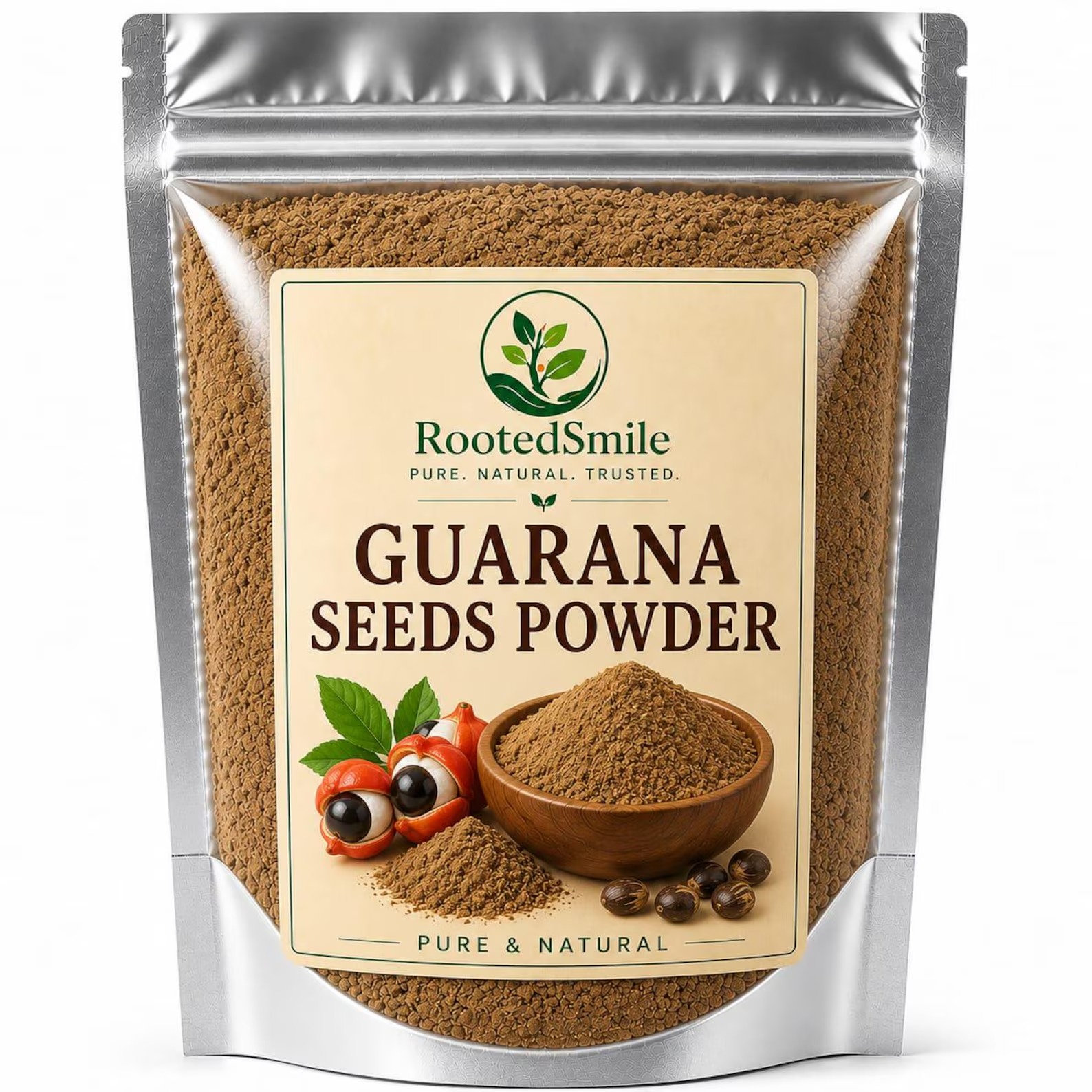 Pungă cu pudră de semințe de guarana